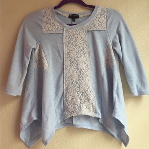 Blue Shirt with Lace Accents